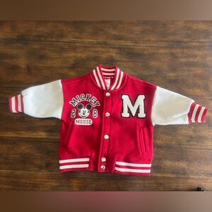 Disney Red and White Mickey Mouse Varsity Jacket Size‎ 12 Months